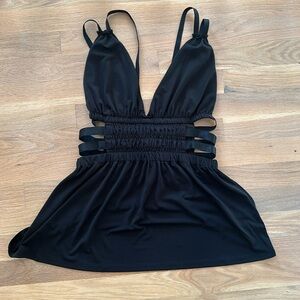 Black strappy tank